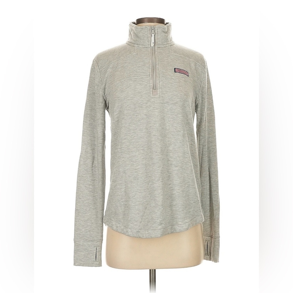 Vineyard Vines Heather Gray Quarter-Zip Sweater